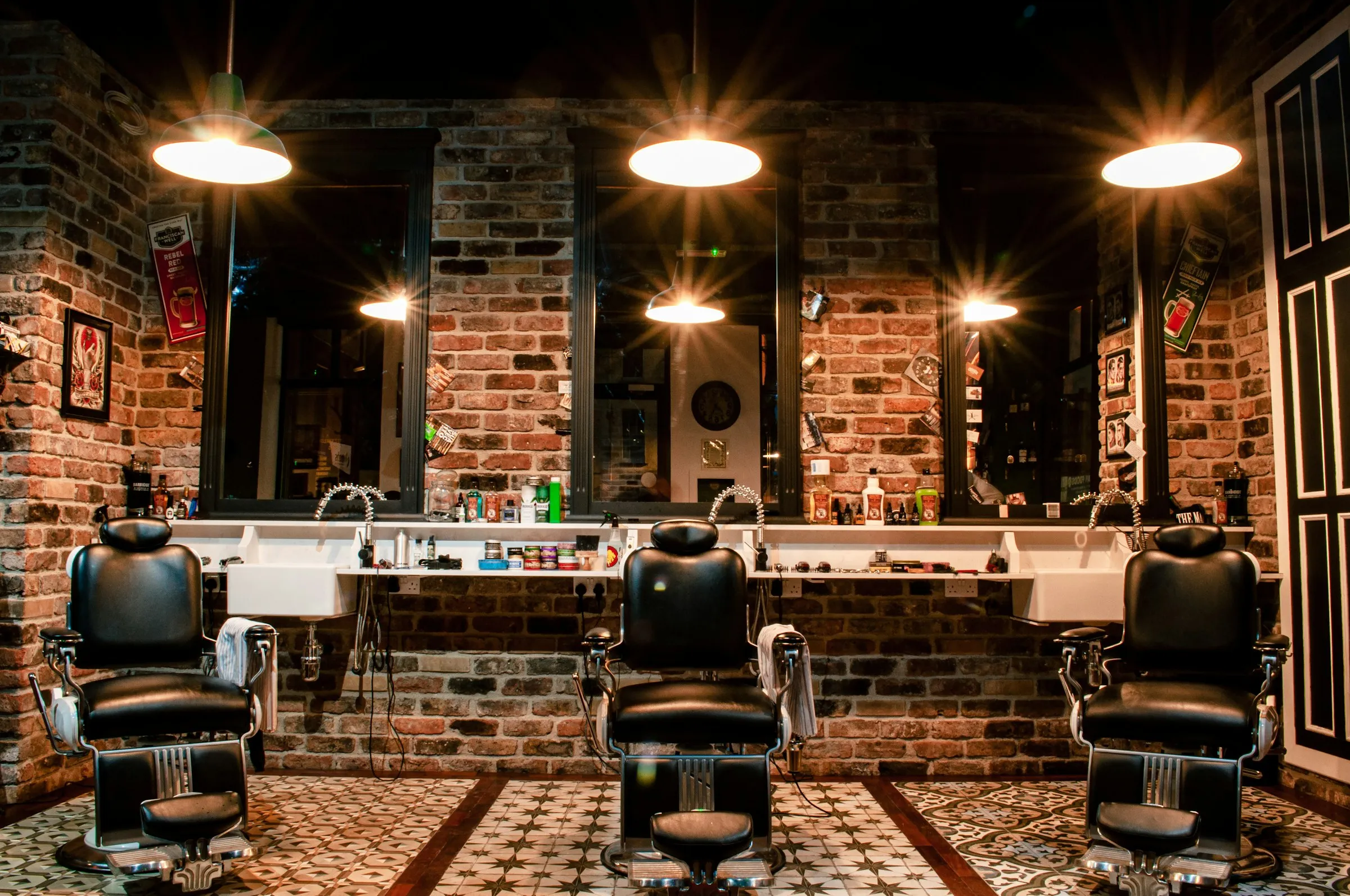 The four chairs at Ironwood Barber Co. down the length of the shop